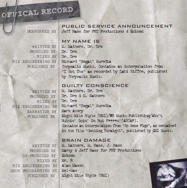 Eminem : The Slim Shady LP (CD, Album, RE, Tec)