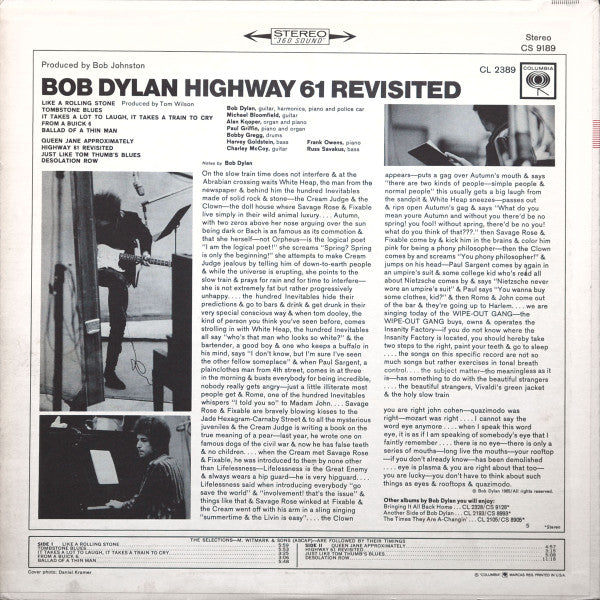 Bob Dylan : Highway 61 Revisited (LP, Album, RP, San)