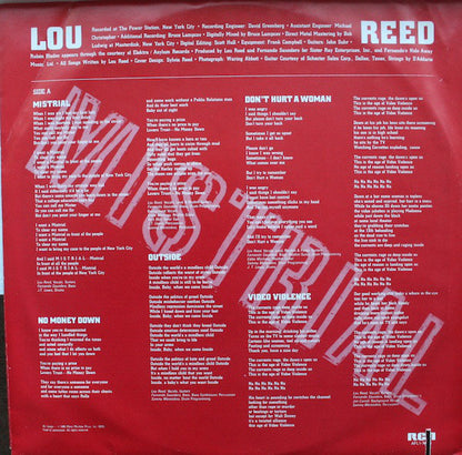 Lou Reed : Mistrial (LP, Album, Ind)