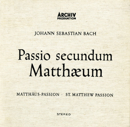 Johann Sebastian Bach / Karl Richter : Passio Secundum Matthæum (Matthäus-Passion) BWV 244 (4xLP, Aut + Box)