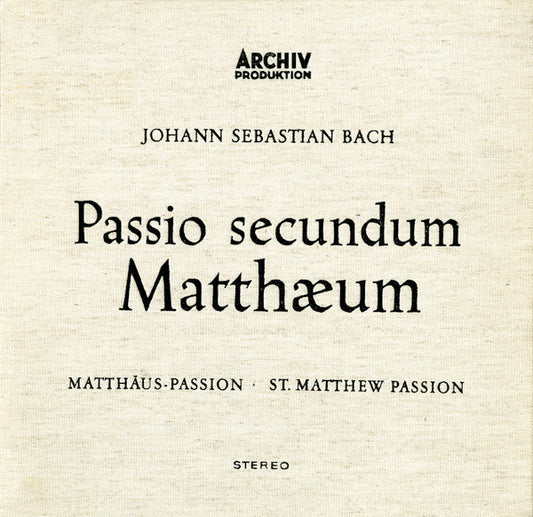 Johann Sebastian Bach / Karl Richter : Passio Secundum Matthæum (Matthäus-Passion) BWV 244 (4xLP, Aut + Box)