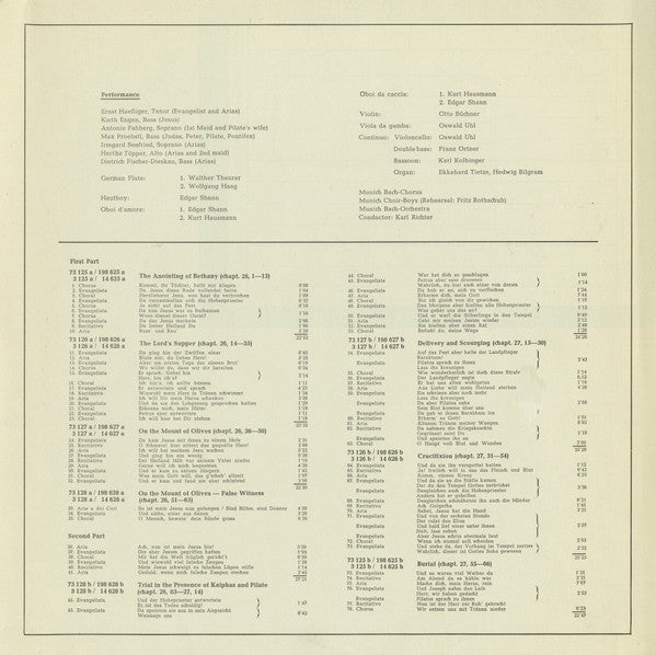 Johann Sebastian Bach / Karl Richter : Passio Secundum Matthæum (Matthäus-Passion) BWV 244 (4xLP, Aut + Box)