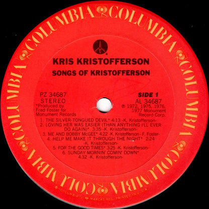 Kris Kristofferson : Songs Of Kristofferson (LP, Album, Comp, Ter)