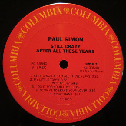 Paul Simon : Still Crazy After All These Years (LP, Album, Pit)