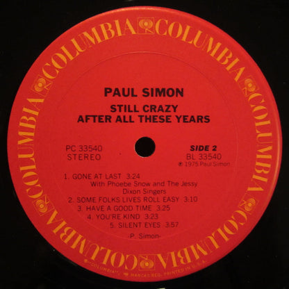 Paul Simon : Still Crazy After All These Years (LP, Album, Pit)