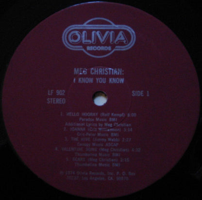 Meg Christian : I Know You Know (LP, Album)
