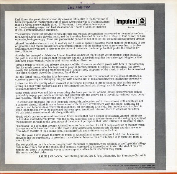 Ahmad Jamal : At The Top:  Poinciana Revisited (LP, Album, Gat)