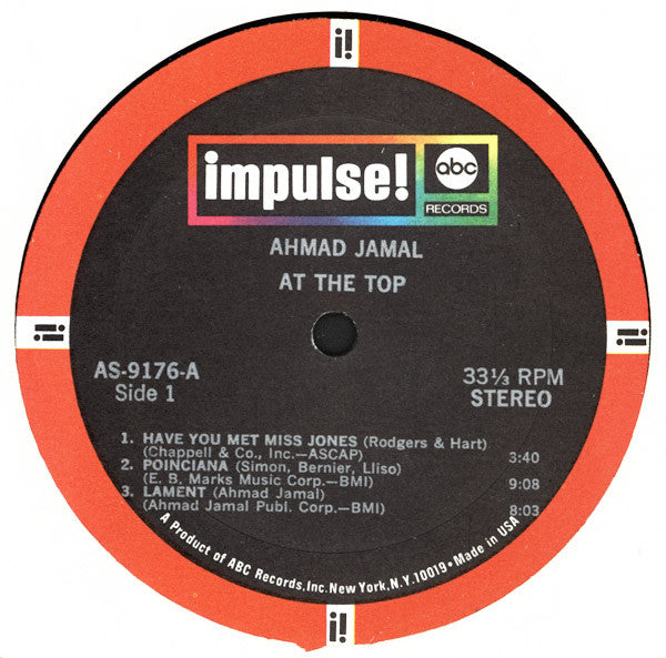 Ahmad Jamal : At The Top:  Poinciana Revisited (LP, Album, Gat)