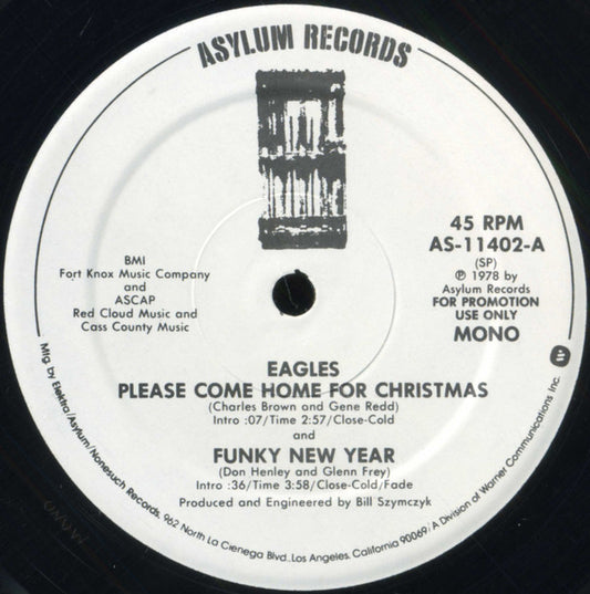 Eagles : Please Come Home For Christmas / Funky New Year (12", Mono, Promo)