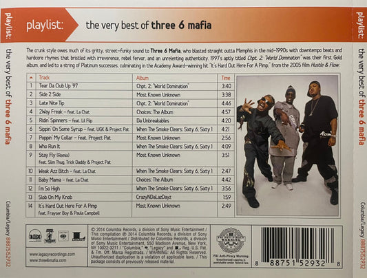 Three 6 Mafia : Playlist: The Very Best Of Three 6 Mafia (CD, Comp)