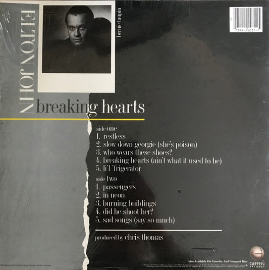 Elton John : Breaking Hearts (LP, Album, Club, Pit)