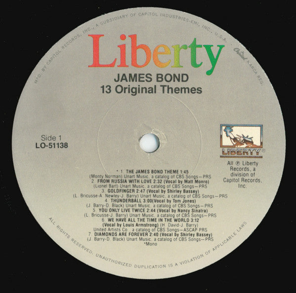 Various : James Bond 007 - 13 Original Themes (LP, Comp, Mono, Jax)