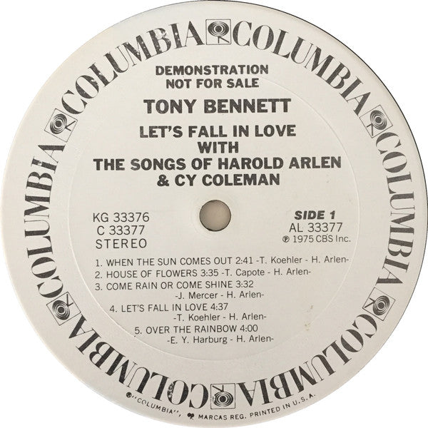 Tony Bennett : Let's Fall In Love With The Songs Of Harold Arlen And Cy Coleman (2xLP, Album, Promo, Gat)