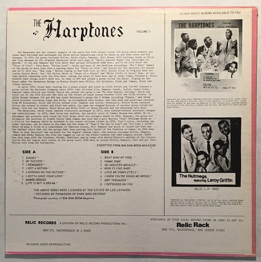 The Harptones Featuring Willie Winfield : The Harptones Volume 2 (LP, Comp)
