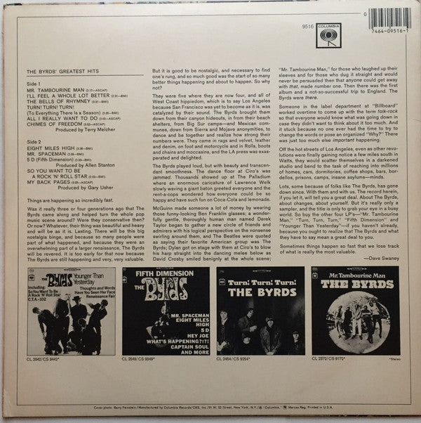 The Byrds : Greatest Hits (LP, Comp, RE)