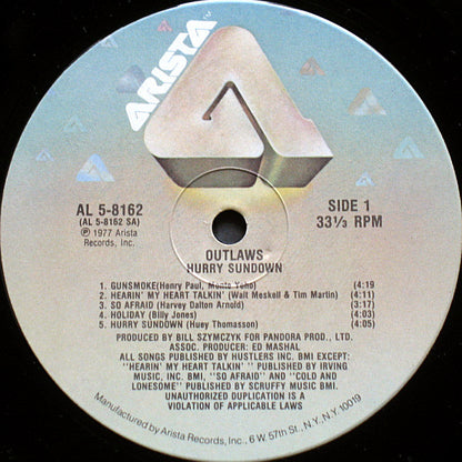 Outlaws : Hurry Sundown (LP, Album, RE)