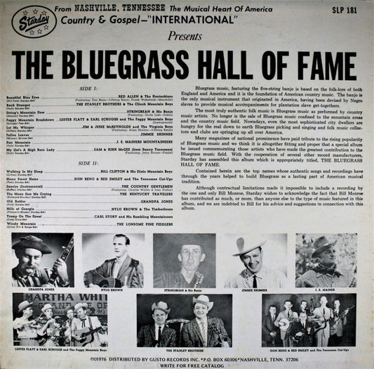 Various : The Bluegrass Hall Of Fame (LP, Album, Comp, Ltd, RE)