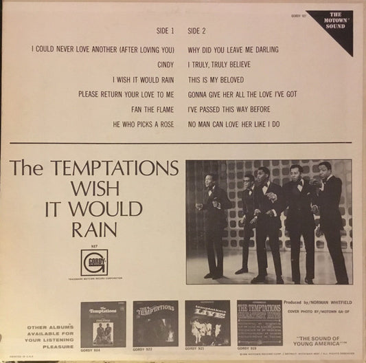 The Temptations : Wish It Would Rain (LP, Album, RP)