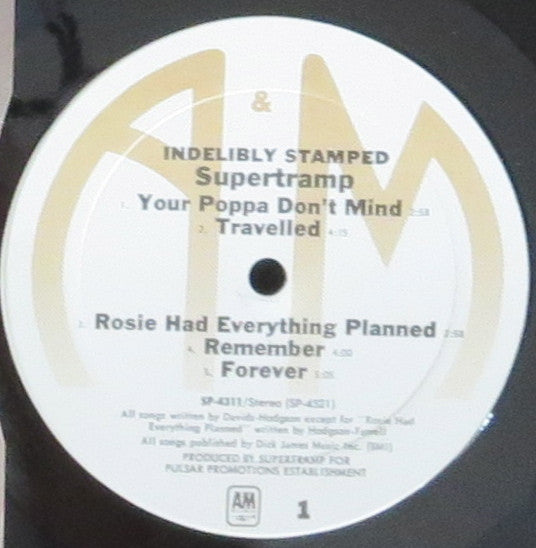 Supertramp : Indelibly Stamped (LP, Album, RP, Mon)