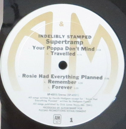 Supertramp : Indelibly Stamped (LP, Album, RP, Mon)