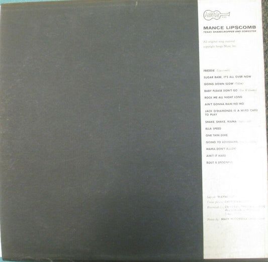 Mance Lipscomb : Texas Sharecropper And Songster (LP, Mono)