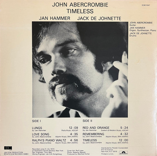 John Abercrombie, Jan Hammer, Jack De Johnette* : Timeless (LP, Album, Pit)