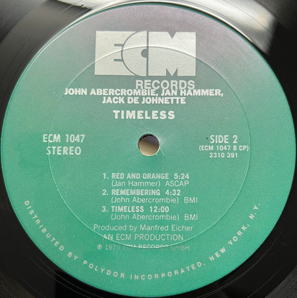 John Abercrombie, Jan Hammer, Jack De Johnette* : Timeless (LP, Album, Pit)