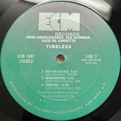 John Abercrombie, Jan Hammer, Jack De Johnette* : Timeless (LP, Album, Pit)