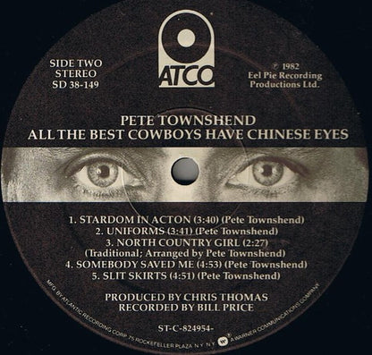 Pete Townshend : All The Best Cowboys Have Chinese Eyes (LP, Album, Spe)