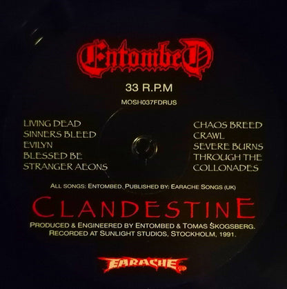 Entombed : Clandestine (LP, Album, RE, RM)