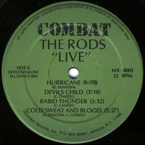 The Rods : Live (LP, Album)