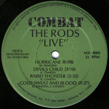 The Rods : Live (LP, Album)