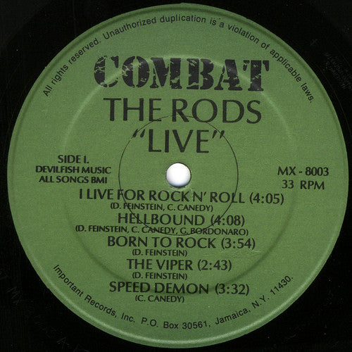 The Rods : Live (LP, Album)