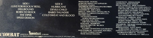 The Rods : Live (LP, Album)