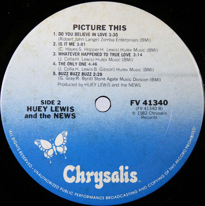 Huey Lewis And The News* : Picture This (LP, Album, RE, Pit)
