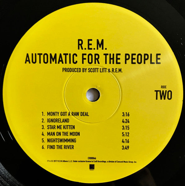 R.E.M. : Automatic For The People (LP, Album, RE, RM, 180)