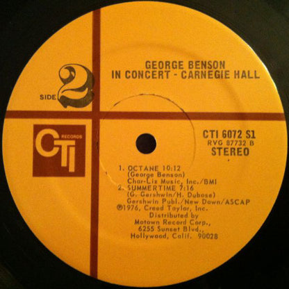 George Benson Guest: Hubert Laws : In Concert - Carnegie Hall (LP, Album, Ter)