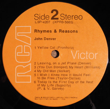 John Denver : Rhymes & Reasons (LP, Album, RE, Roc)