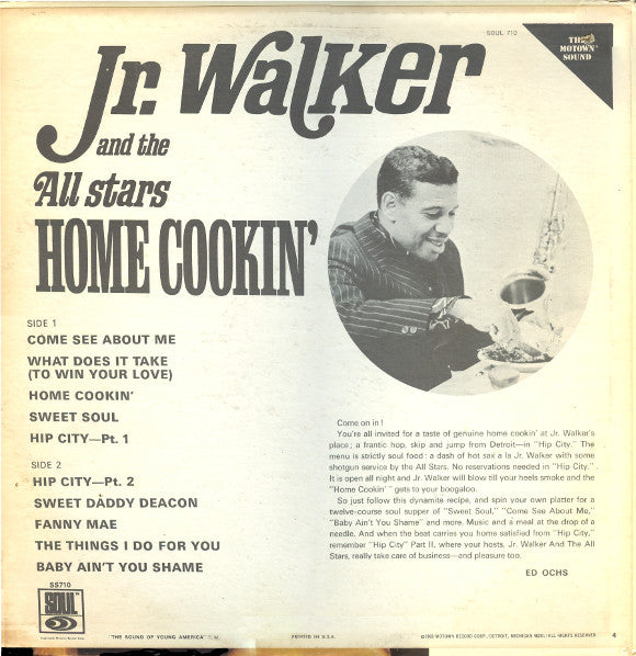 Jr. Walker And The All Stars* : Home Cookin' (LP, Album)