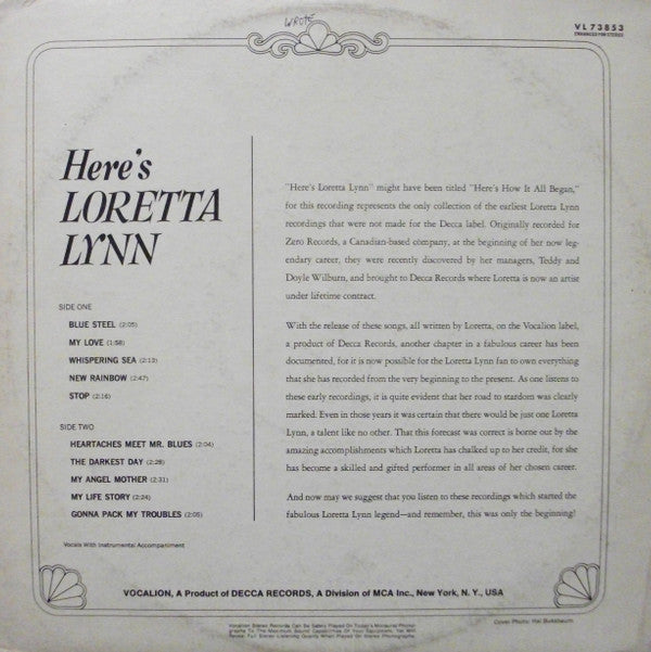 Loretta Lynn : Here's Loretta Lynn (LP, Comp, Pin)