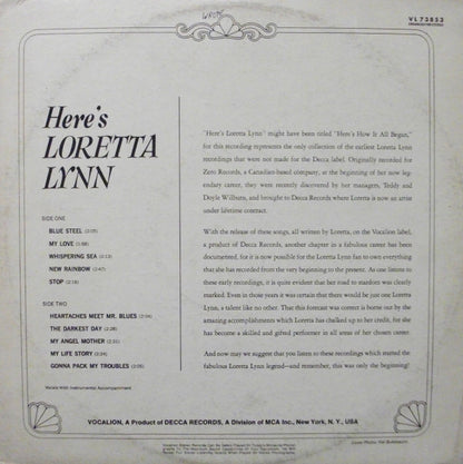 Loretta Lynn : Here's Loretta Lynn (LP, Comp, Pin)