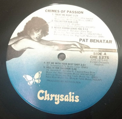 Pat Benatar : Crimes Of Passion (LP, Album, Pit)
