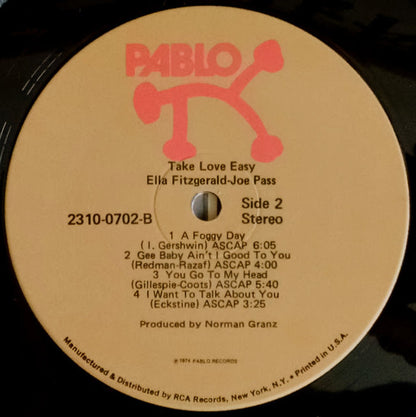 Ella Fitzgerald & Joe Pass : Take Love Easy (LP, Album, Ind)