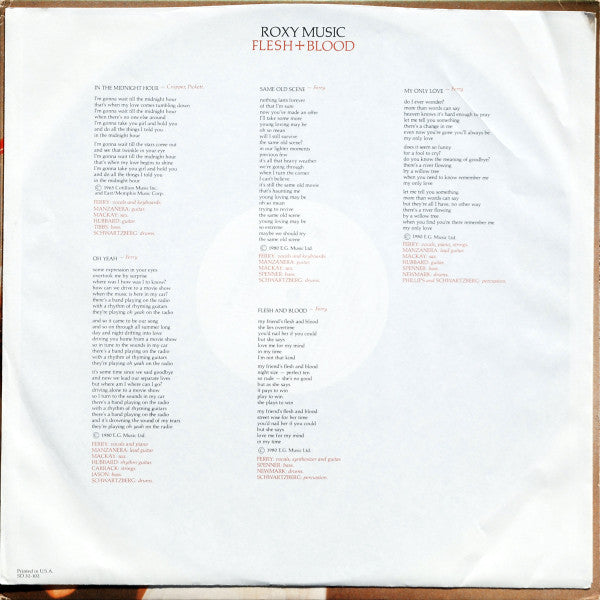 Roxy Music : Flesh + Blood (LP, Album, Spe)