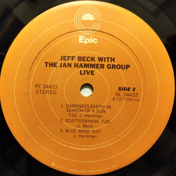 Jeff Beck With The Jan Hammer Group : Live (LP, Album, Pit)