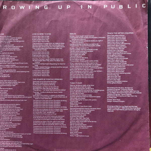 Lou Reed : Growing Up In Public (LP, Album)