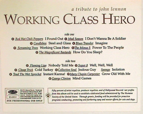 Various : Working Class Hero - A Tribute To John Lennon (LP, Comp, Promo, Whi)