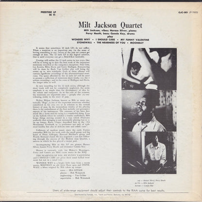 Milt Jackson : Milt Jackson Quartet (LP, Album, Mono, RE)