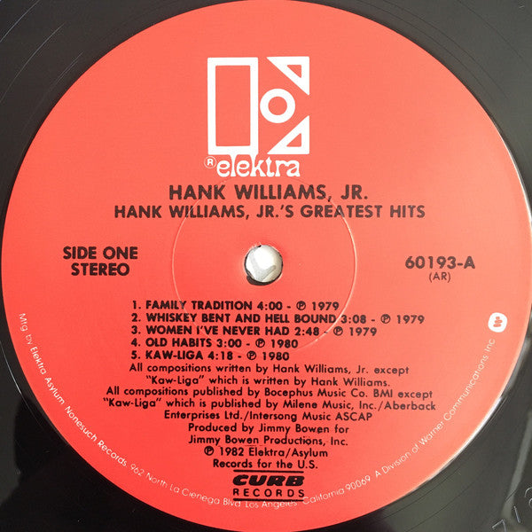Hank Williams, Jr.* : Hank Williams, Jr.'s Greatest Hits (LP, Comp, AR )
