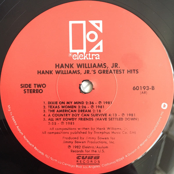 Hank Williams, Jr.* : Hank Williams, Jr.'s Greatest Hits (LP, Comp, AR )